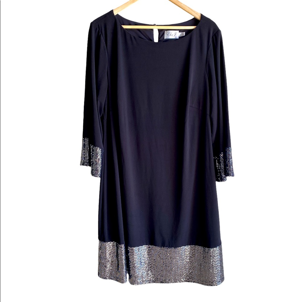 Eliza J Women’s Plus Size Black Dress Metallic Trim A-line. Size 16W.